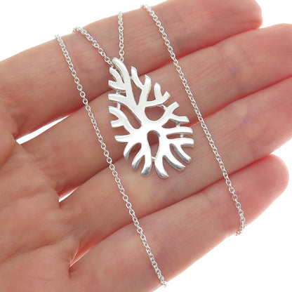 925 Sterling Silver Italy Modernist Coral Reef Teardrop Cable Chain Necklace 18"