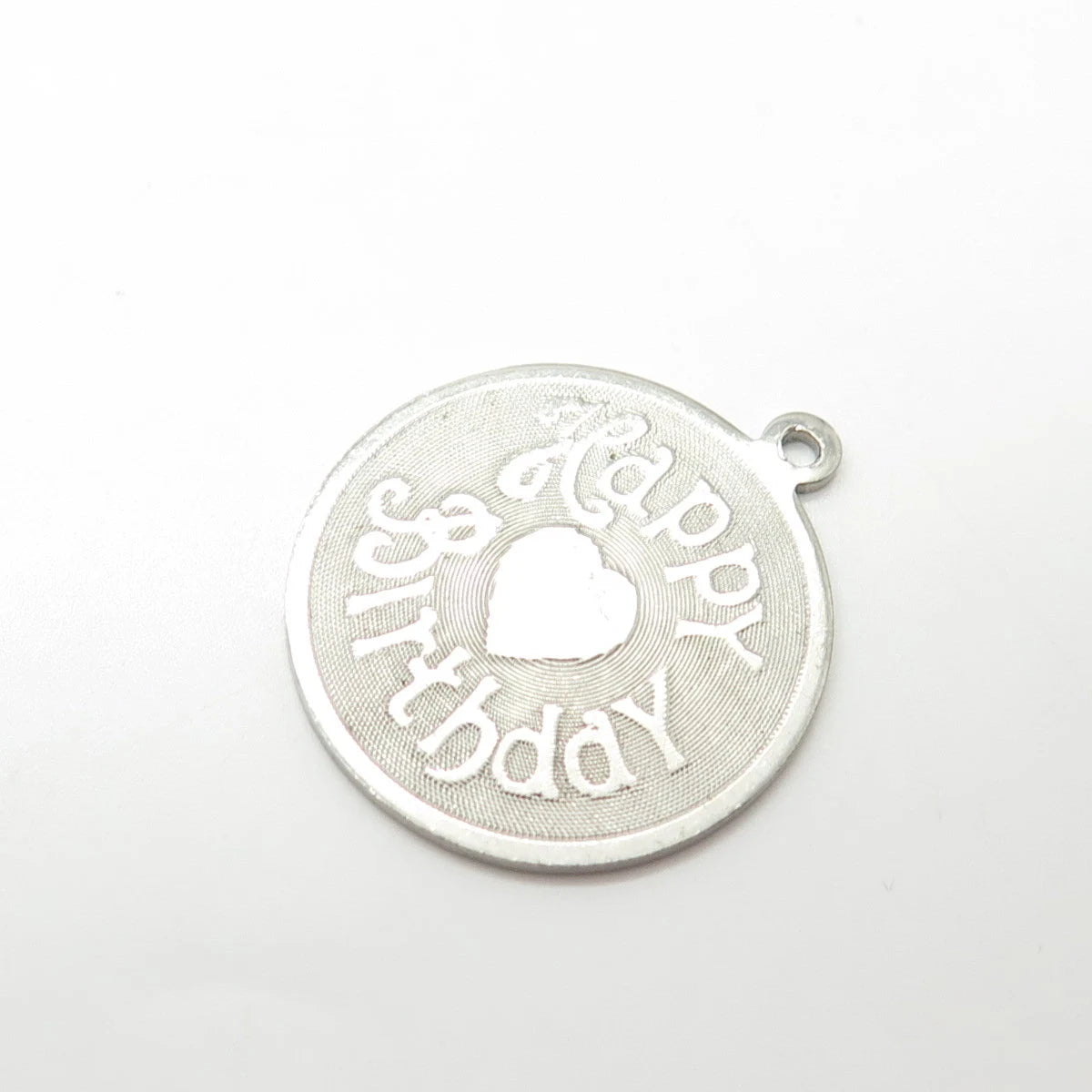 925 Sterling Silver Vintage Danecraft "Happy Birthday" Round Charm Pendant