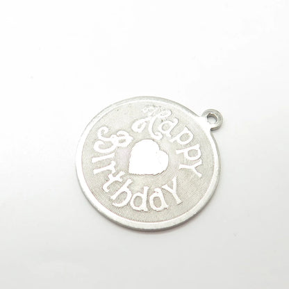 925 Sterling Silver Vintage Danecraft "Happy Birthday" Round Charm Pendant