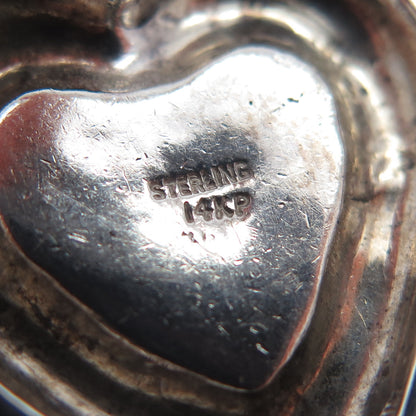 925 Sterling Silver 14K Gold Vintage Real Pearl Heart Centerpiece Slide Pendant