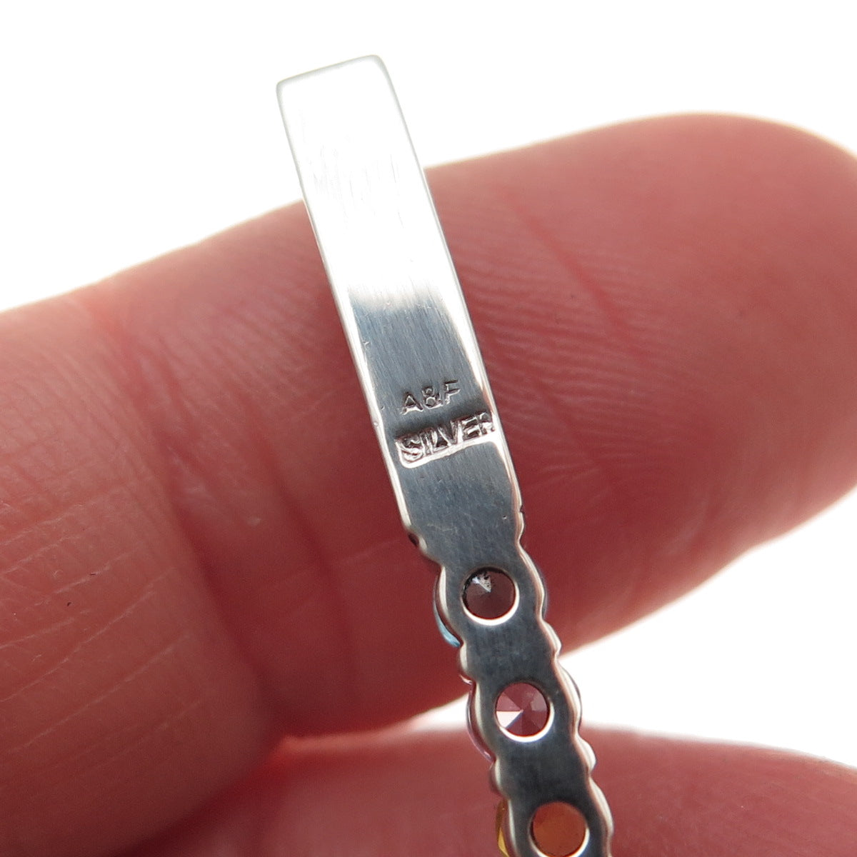 925 Sterling Silver Real Citrine Amethyst Topaz Peridot Bar Slide Charm Pendant