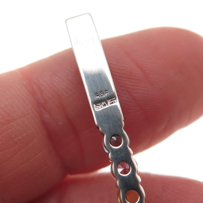 925 Sterling Silver Real Citrine Amethyst Topaz Peridot Bar Slide Charm Pendant