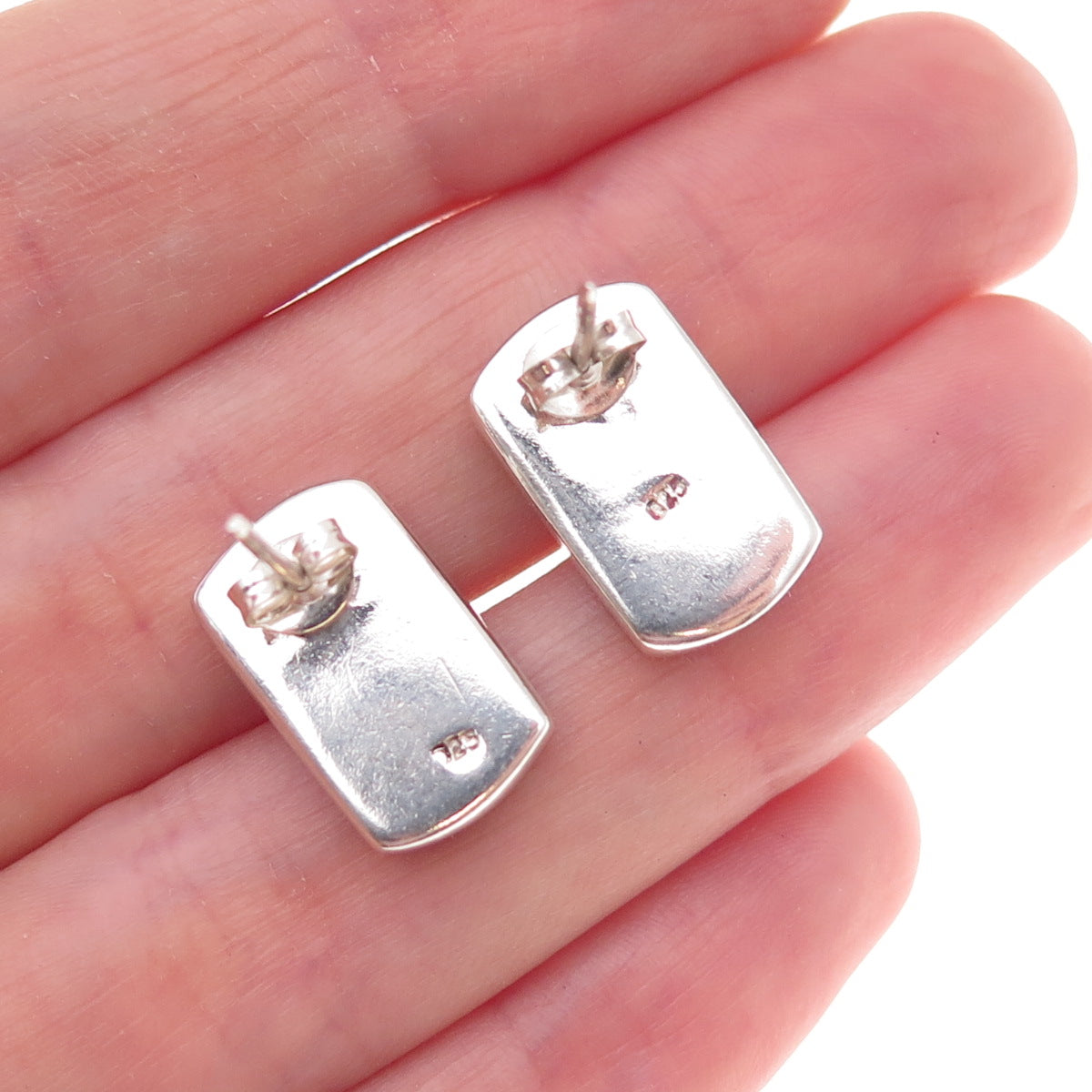 925 Sterling Silver Vintage Real MOP & Carnelian Earrings
