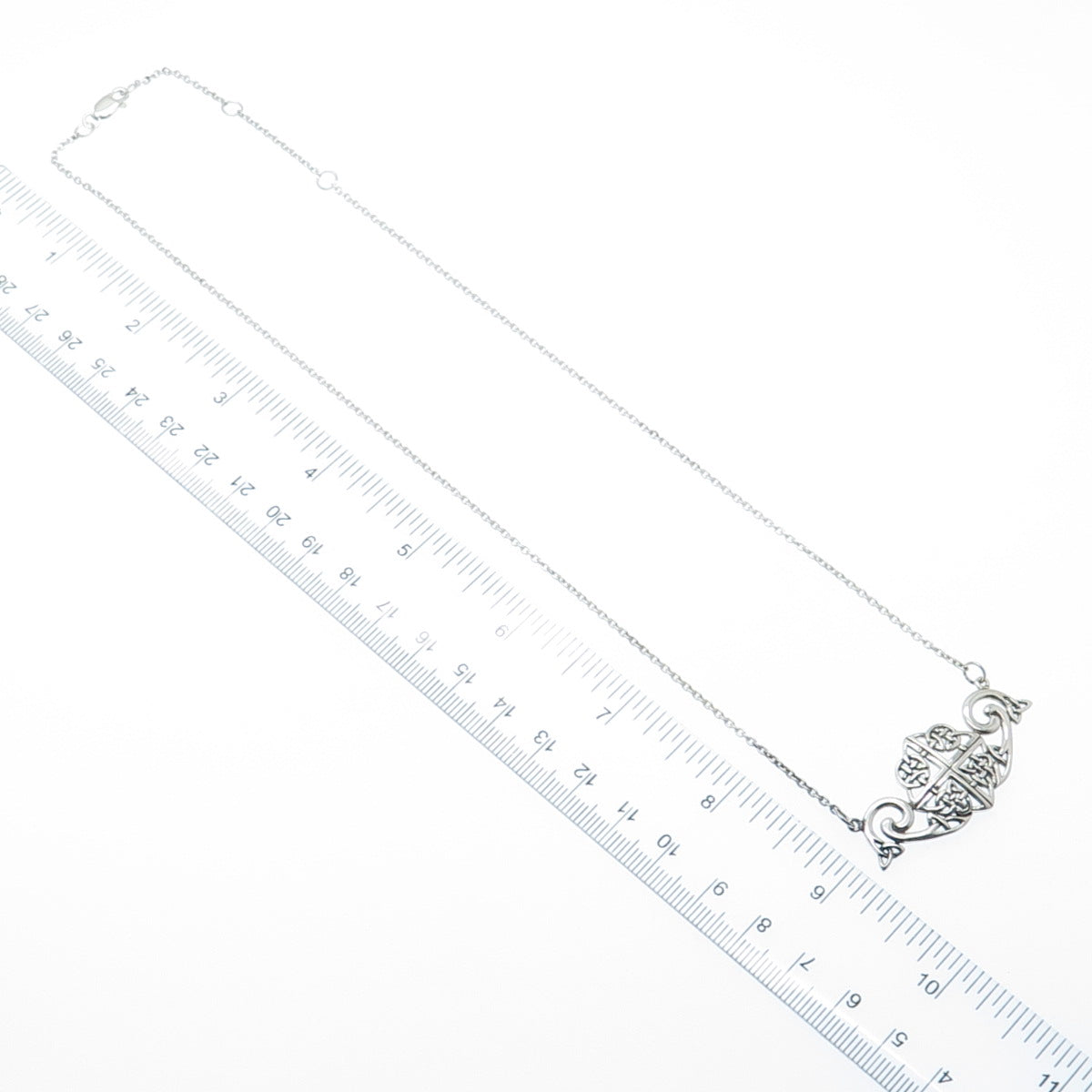 PETER STONE 925 Sterling Silver Vintage Celtic Knot Cable Chain Necklace 18"