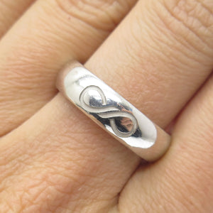 925 Sterling Silver Infinity Engraved Band Ring Size 8.75