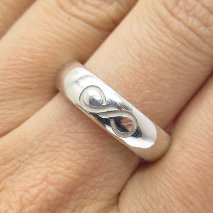 925 Sterling Silver Infinity Engraved Band Ring Size 8.75