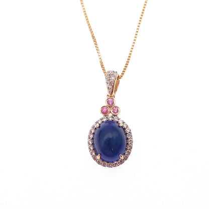 925 Sterling 1/20 14K Gold Filled Opal Pink Sapphire & White Topaz Necklace 18"