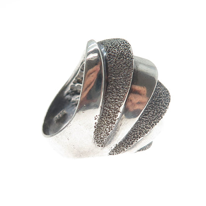 925 Sterling Silver Vintage Modernist Oxidized Ring Size 7.75