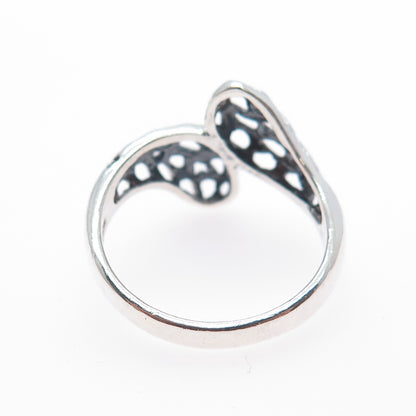 925 Sterling Silver Vintage Modernist Bypass Oxidized Ring Size 8.75