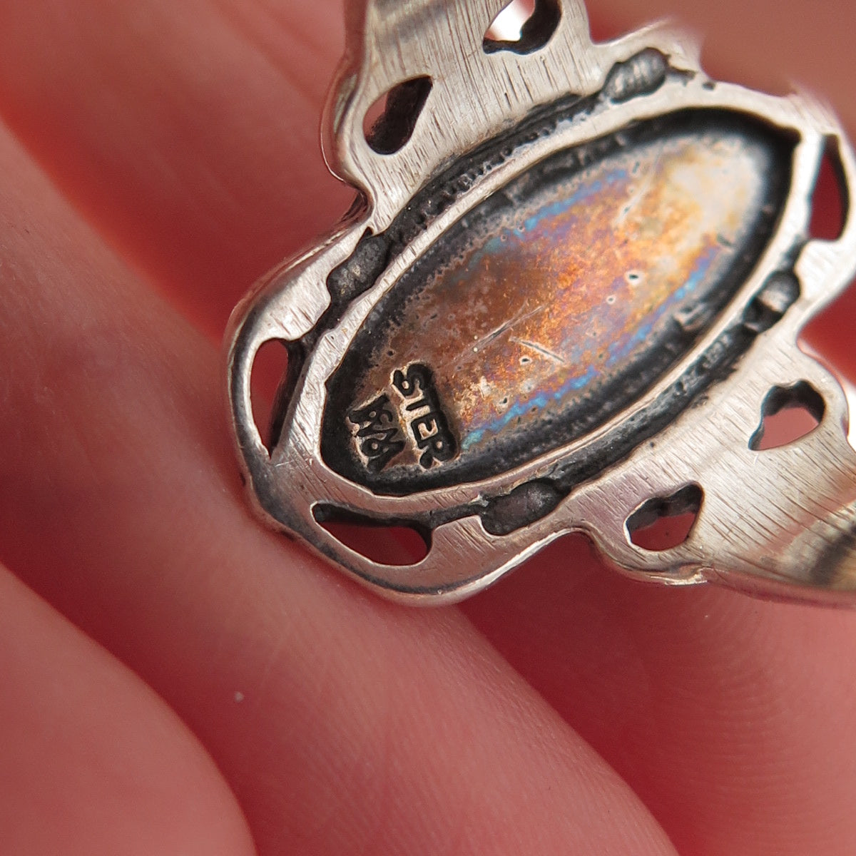 Wheeler Mfg Old Pawn 925 Sterling Silver Vintage Hematite Oxidized Ring Size 10