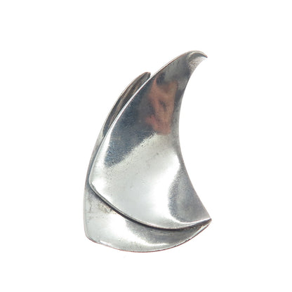 RUSSELL SECREST 925 Sterling Silver Vintage Modernist Oxidized Pin Brooch