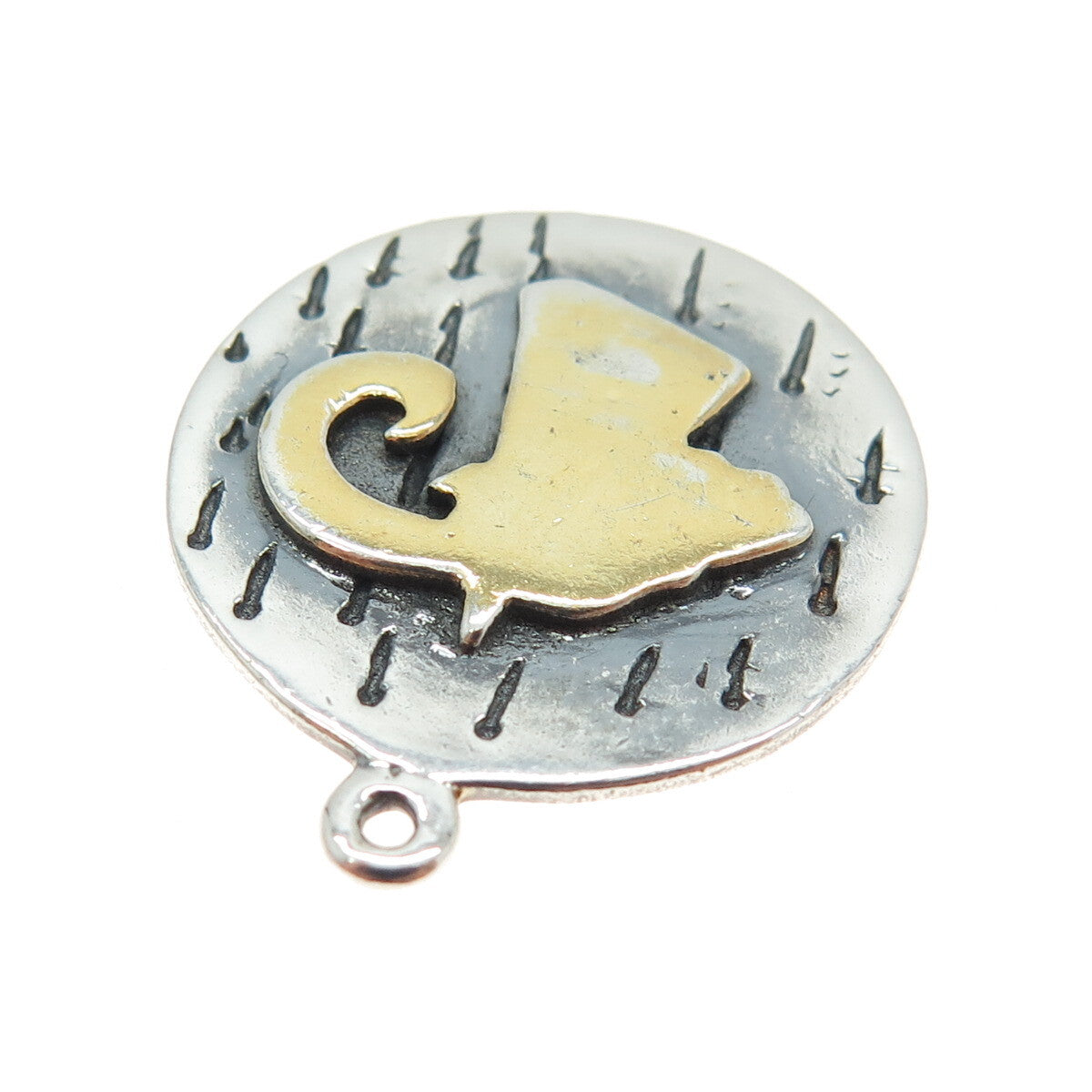 BANANA REPUBLIC 925 Sterling Silver 2-Tone Vintage Aries Zodiac Sign Pendant