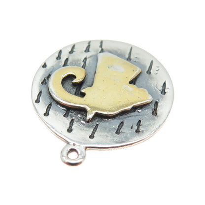 BANANA REPUBLIC 925 Sterling Silver 2-Tone Vintage Aries Zodiac Sign Pendant
