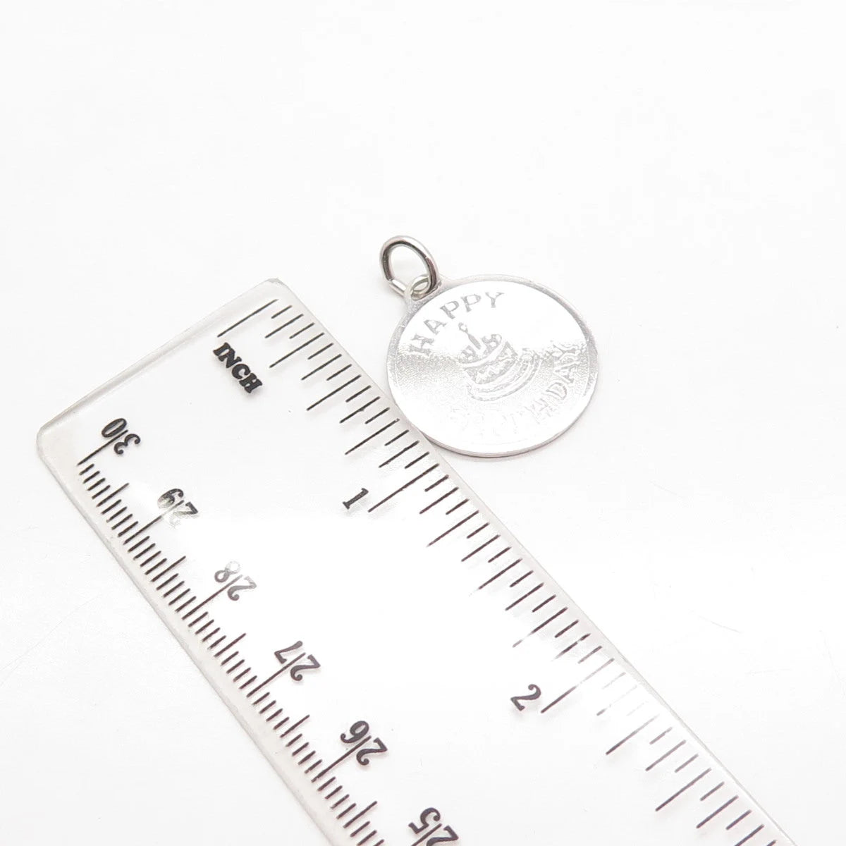 925 Sterling Silver Vintage A & Z "Happy Birthday" Round Pendant