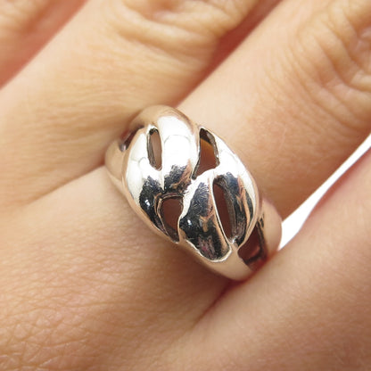 925 Sterling Silver Vintage Modernist Oxidized Ring Size 7.75