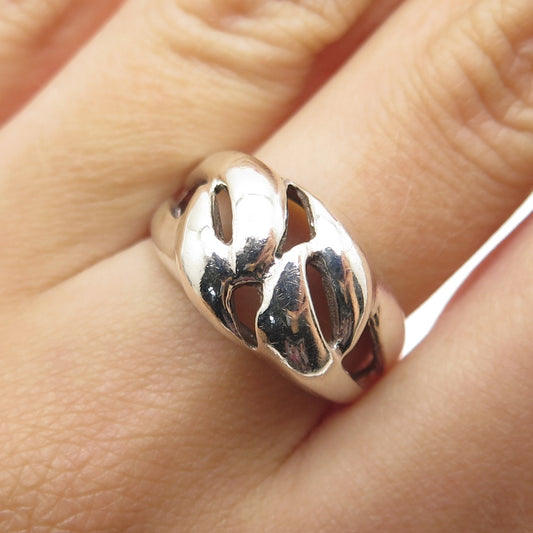 925 Sterling Silver Vintage Modernist Oxidized Ring Size 7.75
