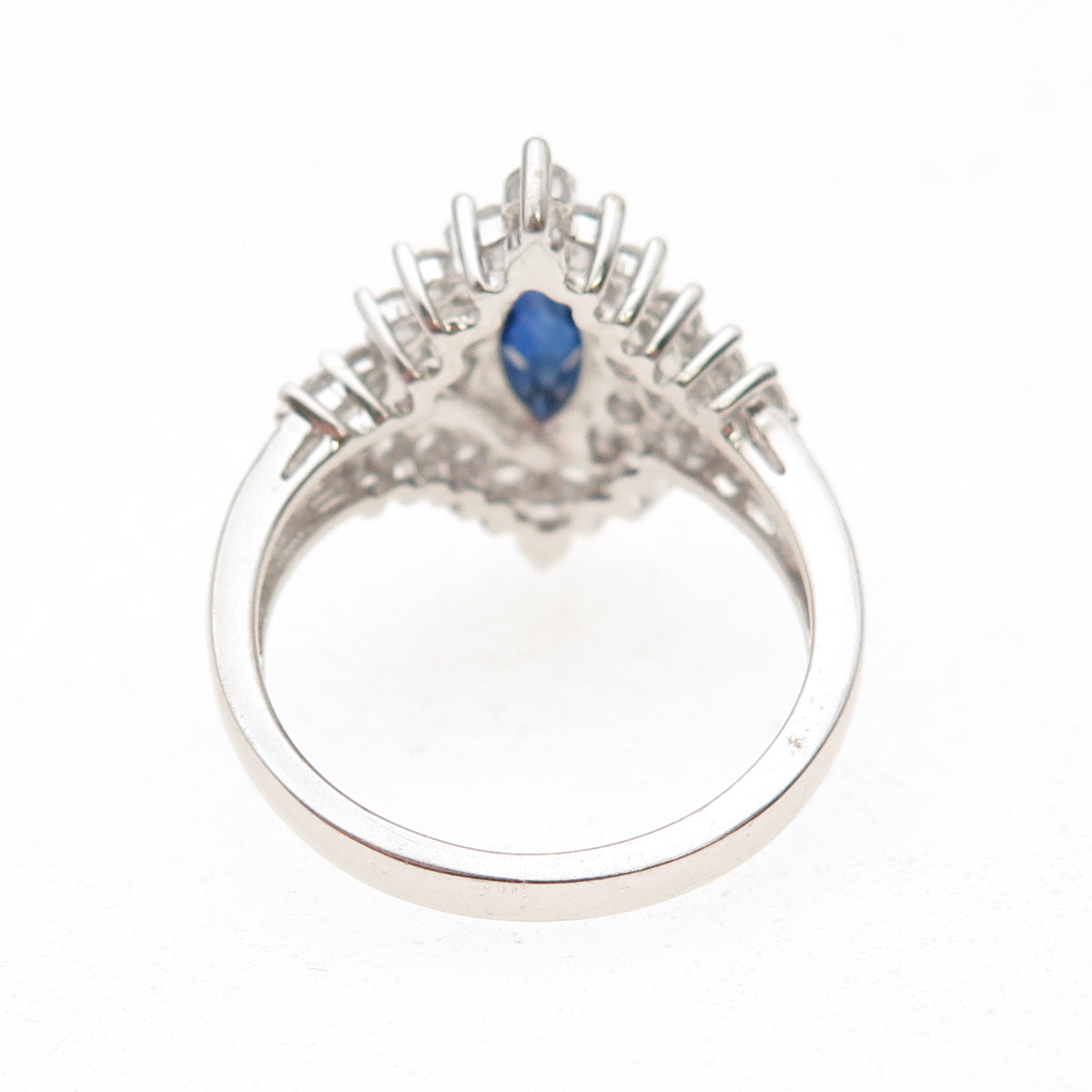 JH Young Sterling Silver Lab-Created Sapphire Real White Topaz Ring Size 7.25