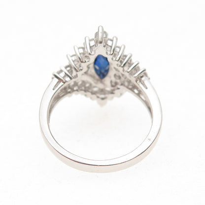 JH Young Sterling Silver Lab-Created Sapphire Real White Topaz Ring Size 7.25
