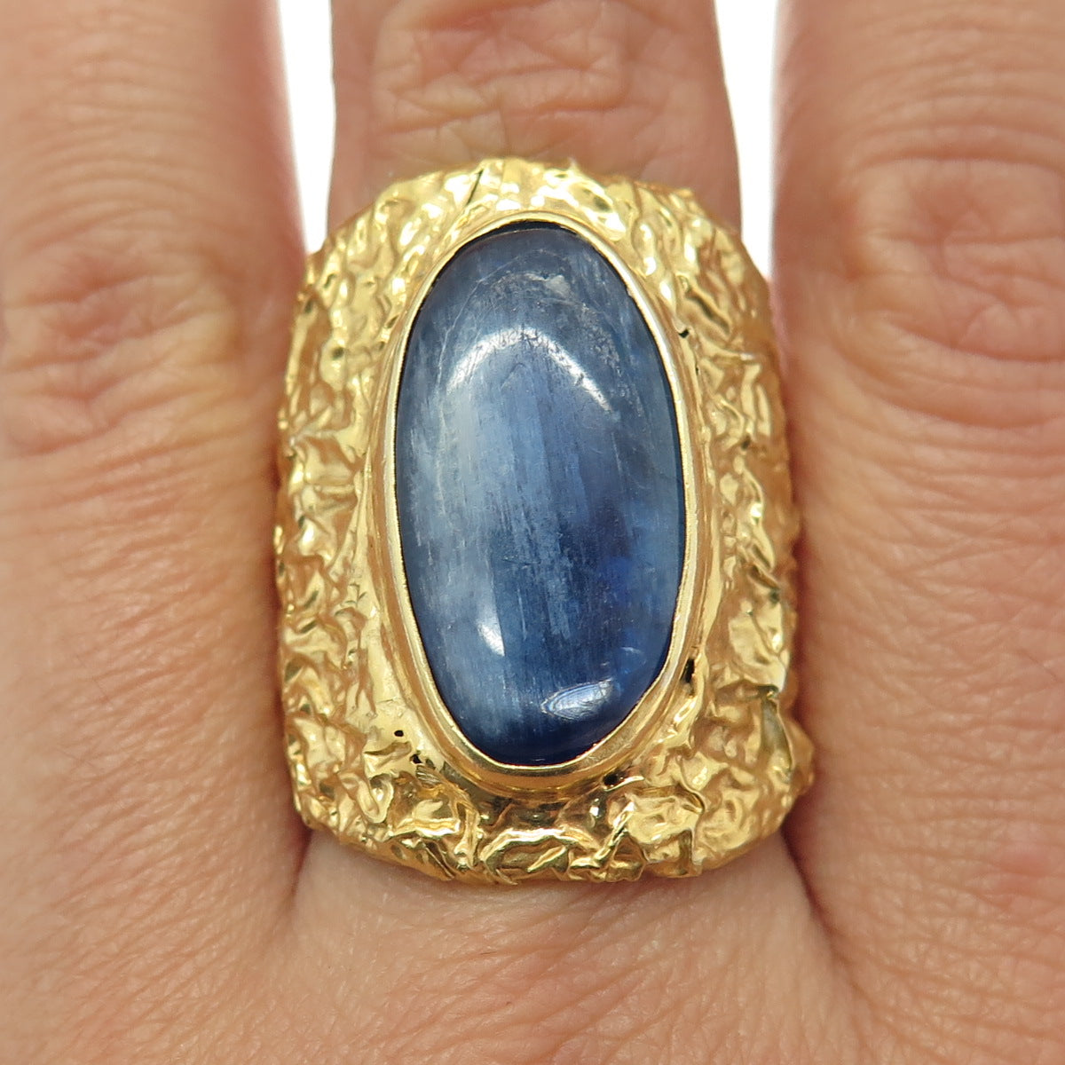 ADAMI & MARTUCCI 925 Sterling Gold Plated Vintage Kyanite Adjustable Ring Size 8