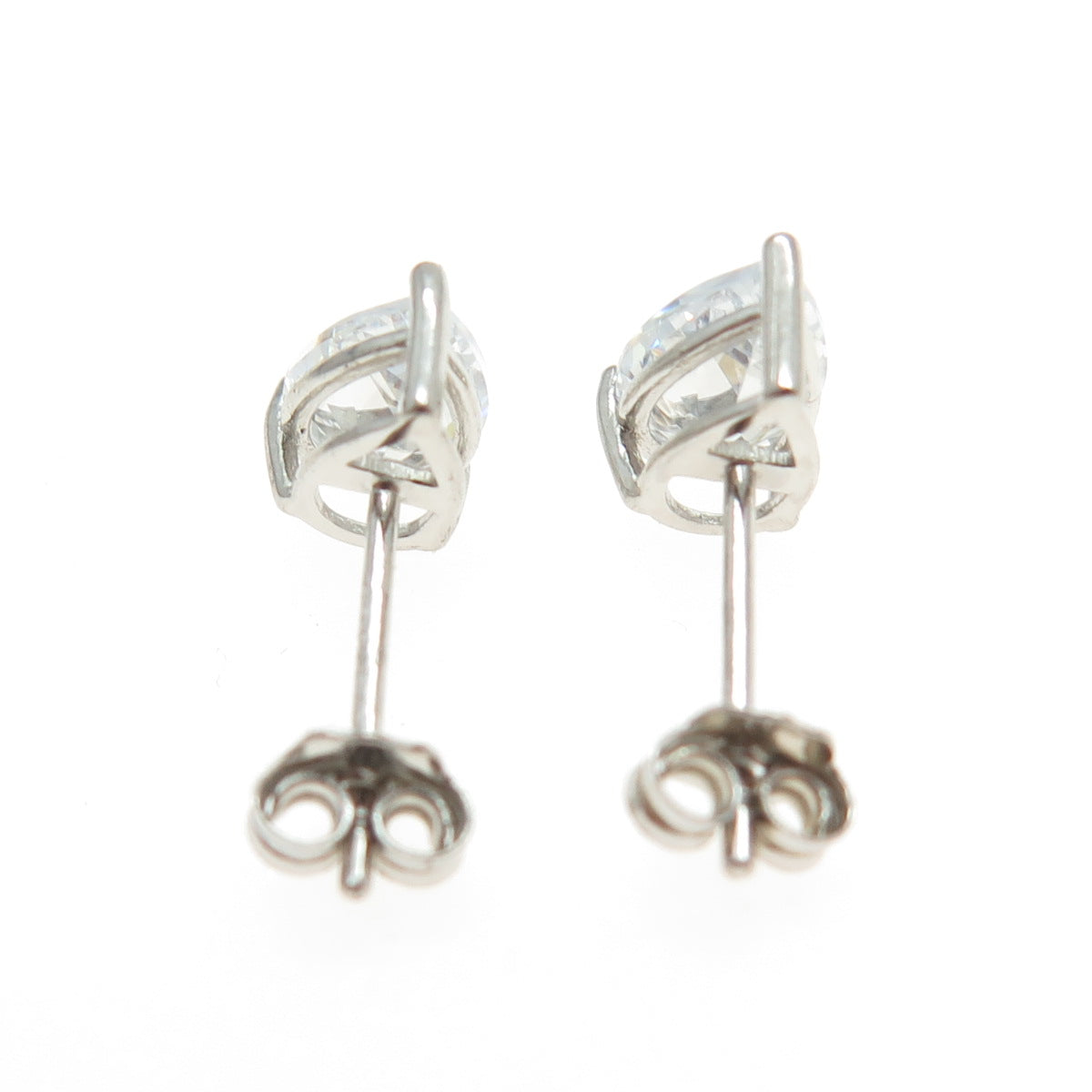 925 Sterling Silver Pear-Cut C Z Stud Earrings