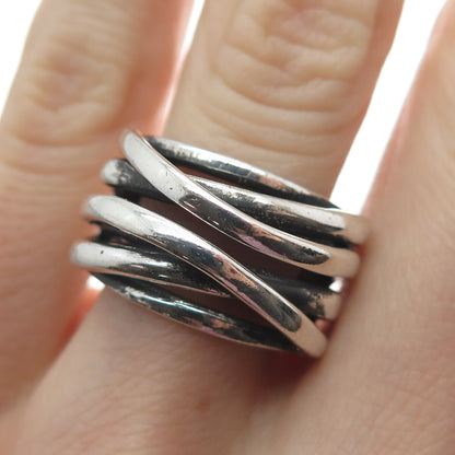CHAPAL ZENRAY 925 Sterling Silver Vintage Interlocked Oxidized Ring Size 6