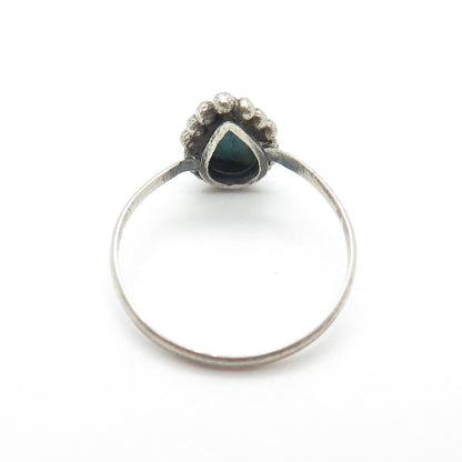 925 Sterling Silver Vintage Real Turquoise Teardrop Ring Size 6