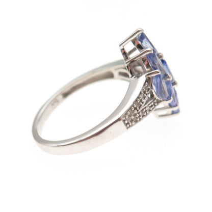 Chuck Clemency 925 Sterling Silver Real Tanzanite & White Topaz Ring Size 8