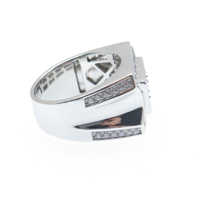 925 Sterling Silver Round-Cut Shaped C Z Signet Ring Size 11.5