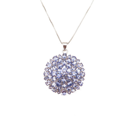 925 Sterling Silver Real Multi-Cut Tanzanite Box Chain Necklace 18-20"