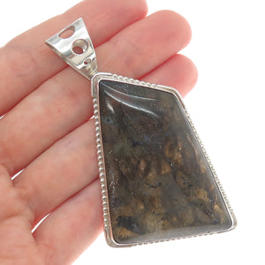 JAY KING DESERT ROSE Sterling Silver Vintage Real Labradorite Modernist Pendant
