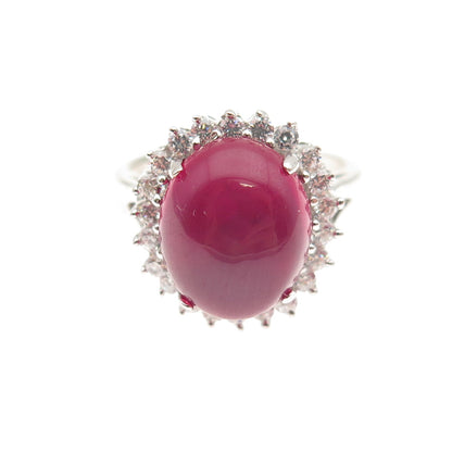 Stauer 925 Sterling Silver Lab-Created Star Ruby & C Z Ring Size 6.25