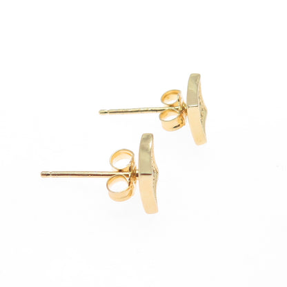 925 Sterling Silver Gold Plated Round-Cut C Z Square Stud Earrings