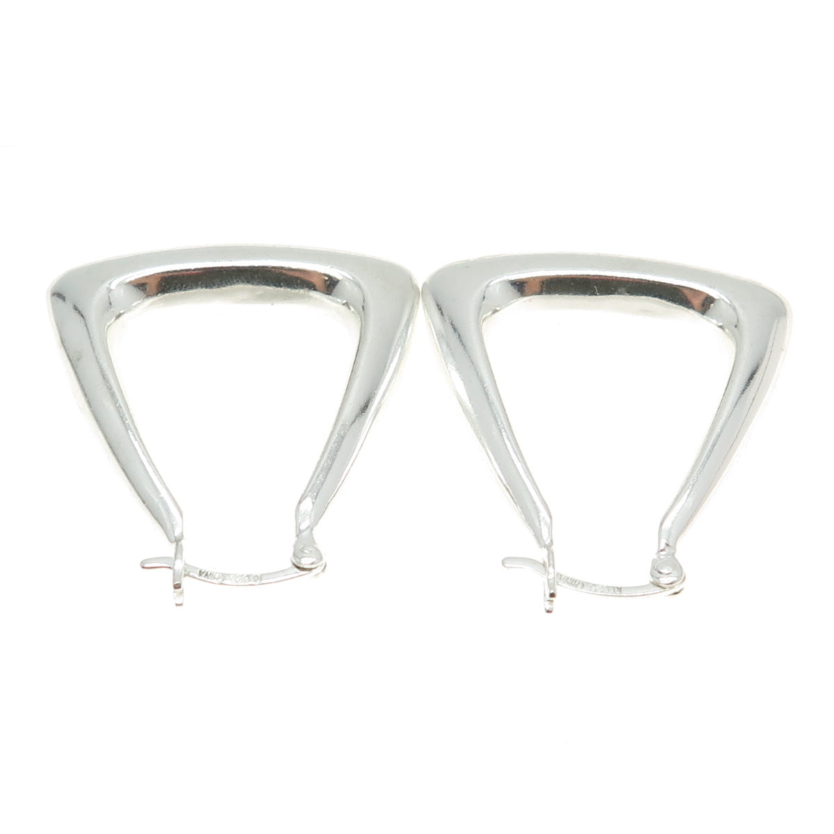 ROSS SIMONS 925 Sterling Silver Vintage Modernist Puffy Triangle Hoop Earrings