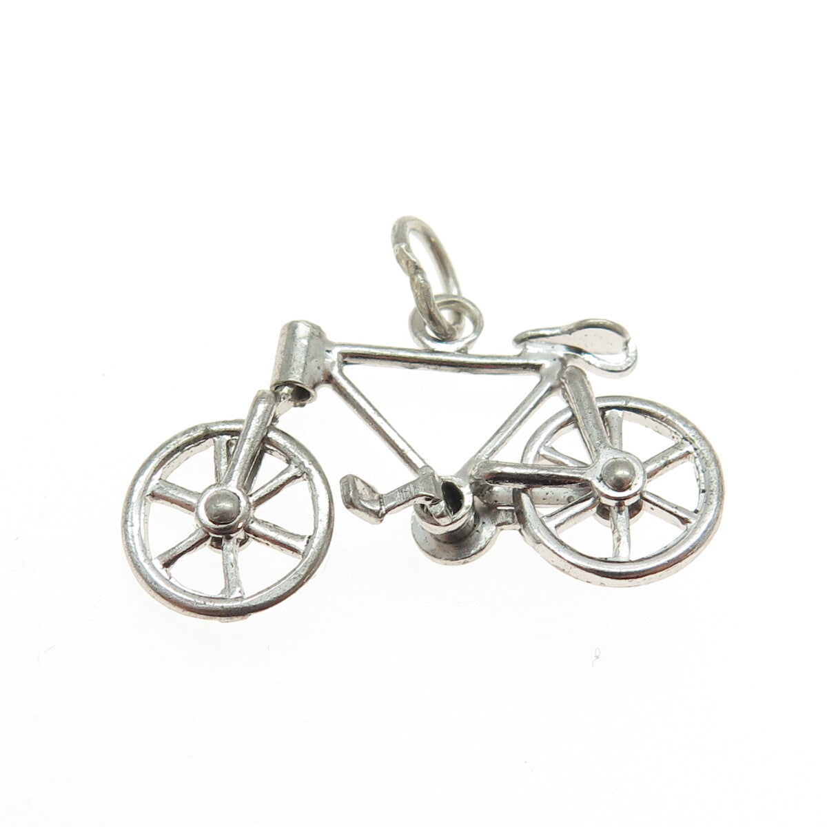 925 Sterling Silver Antique Art Deco Bicycle Minimalist Charm Pendant
