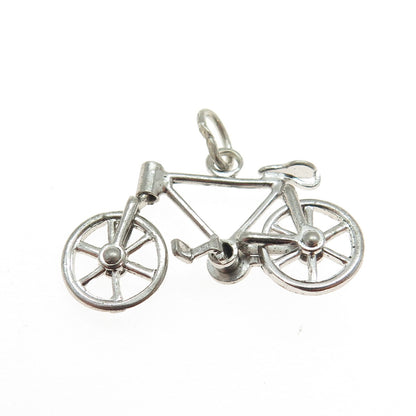 925 Sterling Silver Antique Art Deco Bicycle Minimalist Charm Pendant