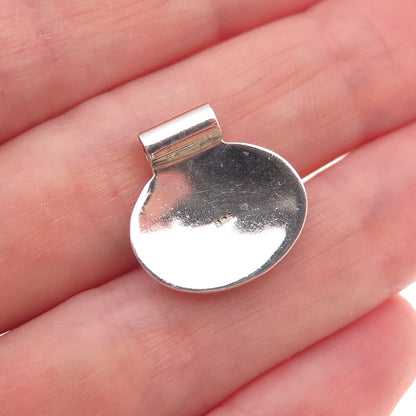 925 Sterling Silver Vintage Real Pearl Modernist Disc Slide Charm Pendant