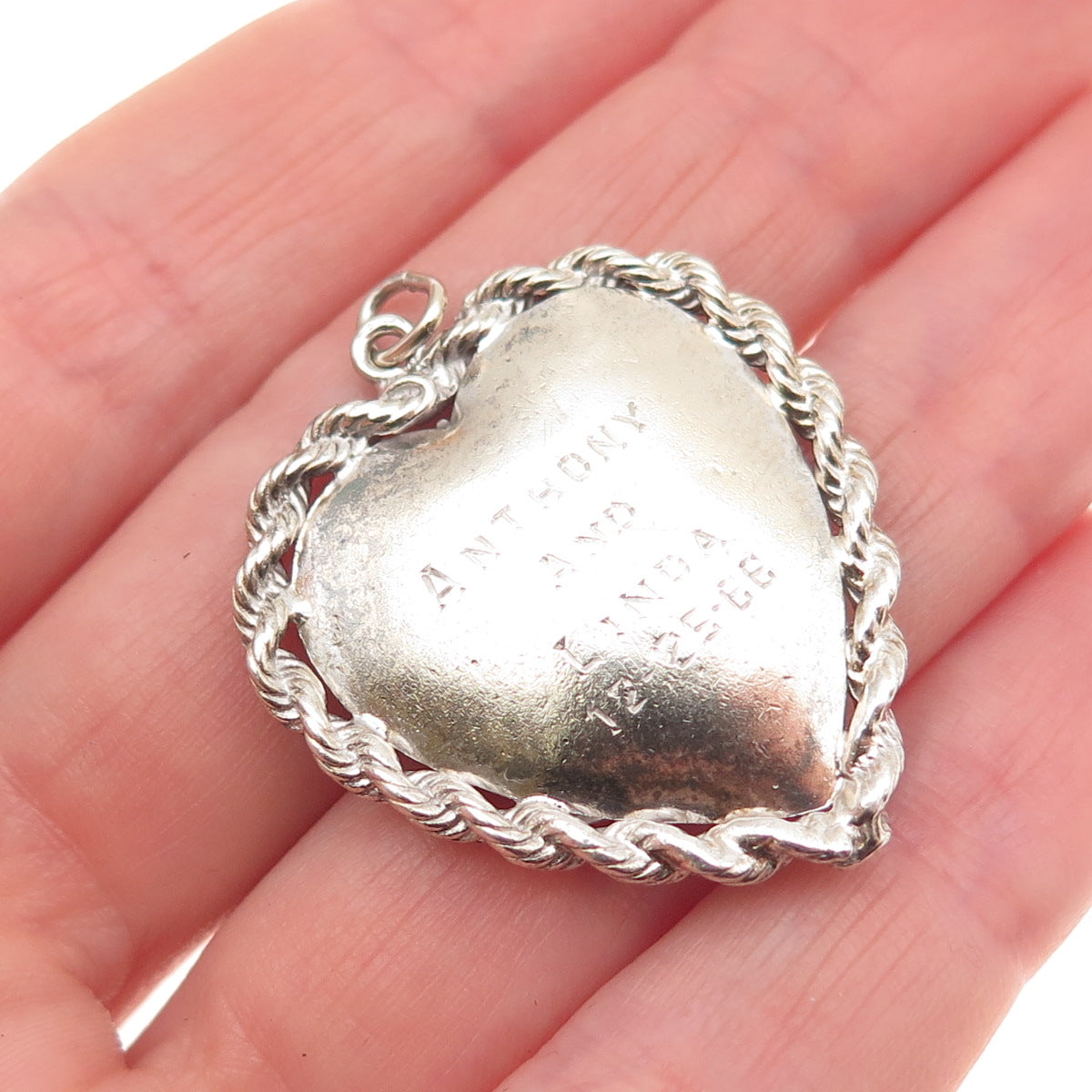 925 Sterling Silver Vintage Rhinestone Christmas Tree Heart Charm Pendant