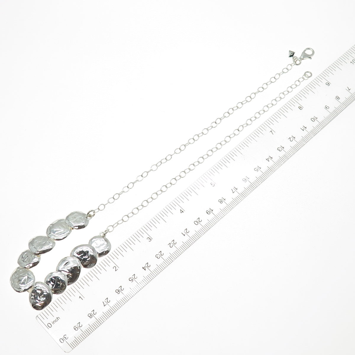 SILPADA 925 Sterling Silver Vintage Modernist Hammered Disc Chain Necklace 18"