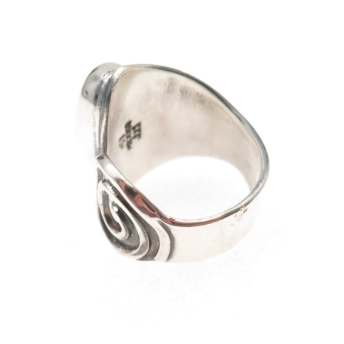 925 Sterling Silver Vintage HOB Mexico Real Red Jasper Adjustable Ring Size 7.5