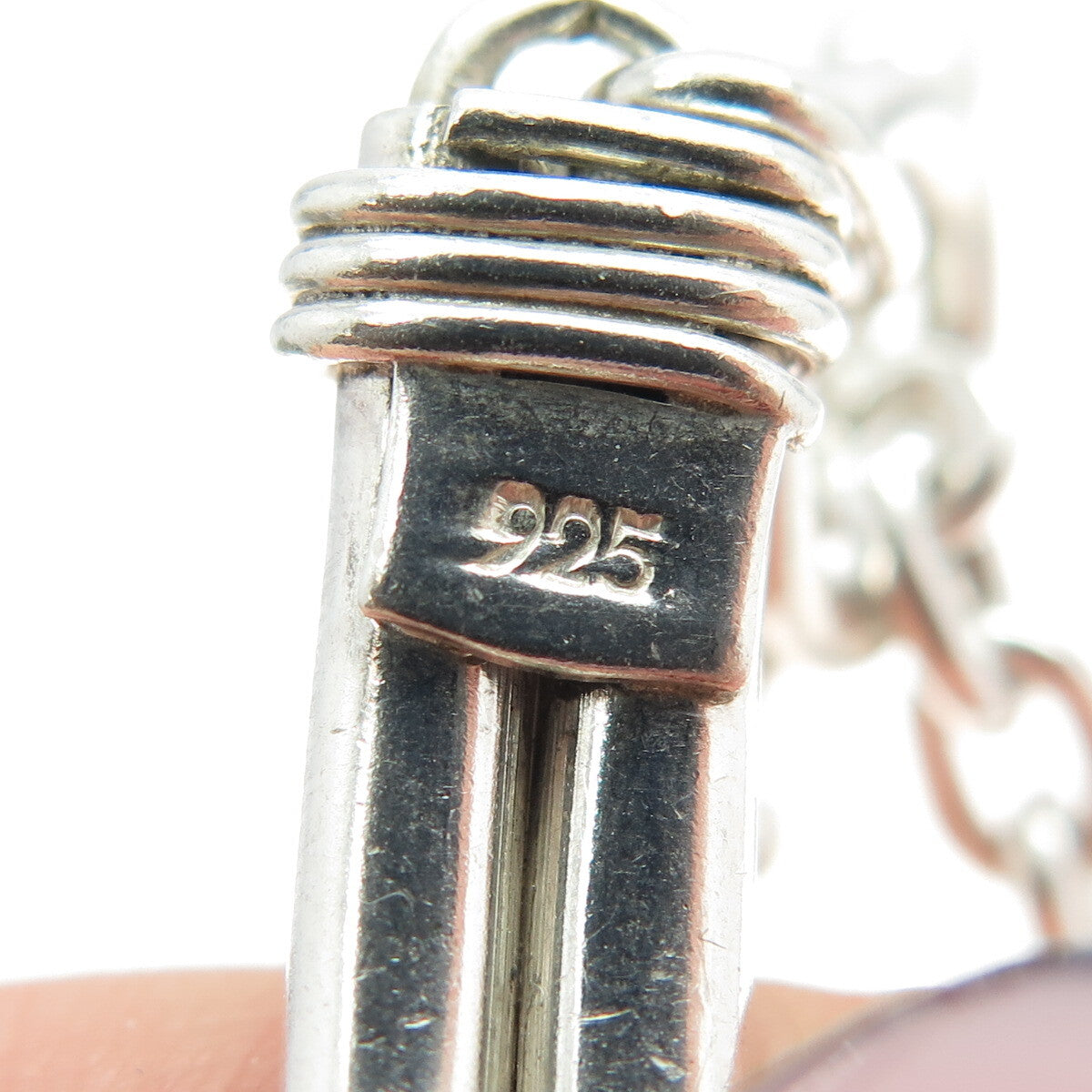 925 Sterling Silver Vintage Modernist Roped Panel Link Bracelet 7.5"