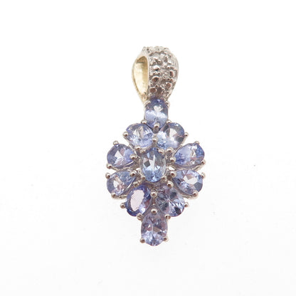 Chuck Clemency 925 Sterling Silver Real Oval & Pear-Cut Tanzanite Charm Pendant