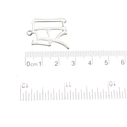 925 Sterling Silver Vintage Fortune Chinese Character Charm Pendant