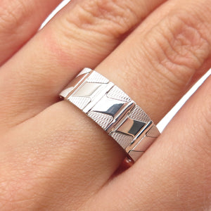 NEOS 925 Sterling Silver Textured Zig Zag Band Ring Size 7.75