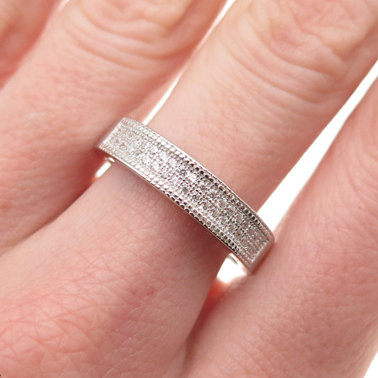 925 Sterling Silver Round-Cut C Z Sparkle Ring Size 9