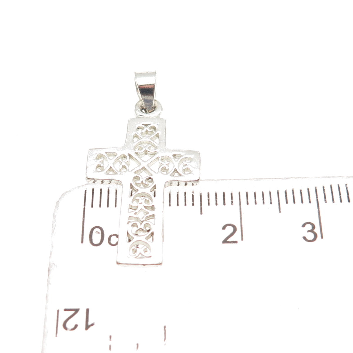 925 Sterling Silver Vintage Cross Heart Ornate Charm Pendant