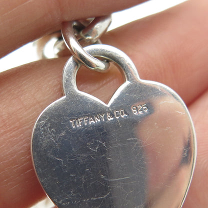 TIFFANY & CO. 925 Sterling Silver Vintage Heart Tag Rolo Bracelet 6.75"