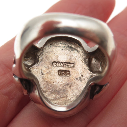 Barse 925 Sterling Silver Vintage Real Tyrone Turquoise Modernist Ring Size 6.25