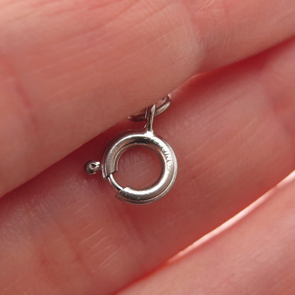 925 Sterling Silver Vintage Blue Rhinestone Cage Spring Ring Lock Charm Pendant