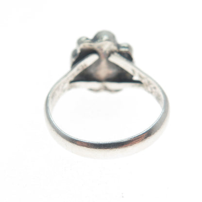 Old Pawn 925 Sterling Silver Vintage Real Turquoise Snake Eye Tribal Ring Size 3