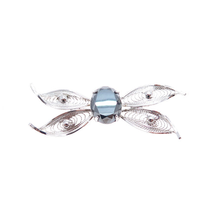 SORRENTO 925 Sterling Silver Vintage Real Hematite Filigree Butterfly Pin Brooch